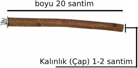 Doğal Ağaç Papağan Kuş Tüneği Tünek Boy 20 Santim Çap 1-2 Santim