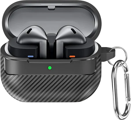 Samsung Galaxy Buds 3 Pro, Buds 3 ve Buds 3 FE ile Uyumlu Mat Karbon Fiber Dokulu Darbelere Dayanıklı Premium Silikon Kılıf (Galaxy Buds 3 Pro/3/3 FE)