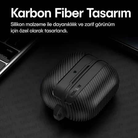 Samsung Galaxy Buds 3 Pro, Buds 3 ve Buds 3 FE ile Uyumlu Mat Karbon Fiber Dokulu Darbelere Dayanıklı Premium Silikon Kılıf (Galaxy Buds 3 Pro/3/3 FE)