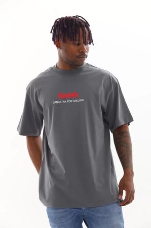 Modi Green Unisex Baskılı Oversize T-Shirt - Füme