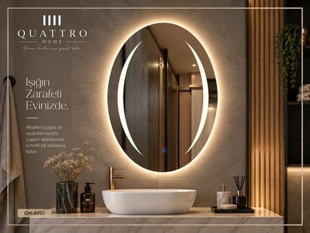 Dokunmatik Dimmer Özellikli Işıklı Oval Ayna 80-60 ÇAP