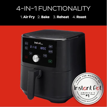 Instant AirFryer, 5.7L Kapasiteli, 1700W, Kızartma Tavası ve Mini Fırın Özellikleriyle, Siyah