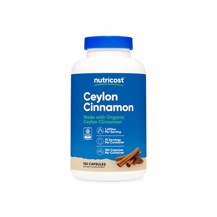 Nutricost Organic Ceylon Cinnamon 1200 mg 240 kapsül - Organik Seylon Tarçını Takviye Edici Gıda