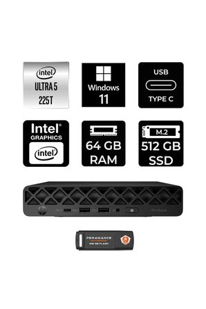 EliteDesk 8 Mini G1i AI Intel Core Ultra 5 225 64GB 512GB SSD W11H Mini Masaüstü Bilgisayar