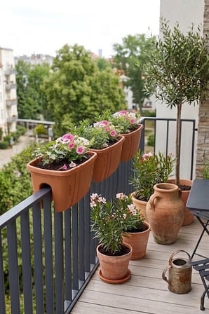Dekoratif Balkon Korkuluk Saksısı 3'lü Takım
