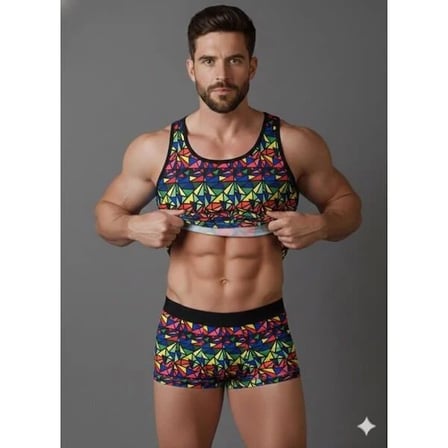 Modi Green Erkek Renkli Tank Top Boxer Takımı