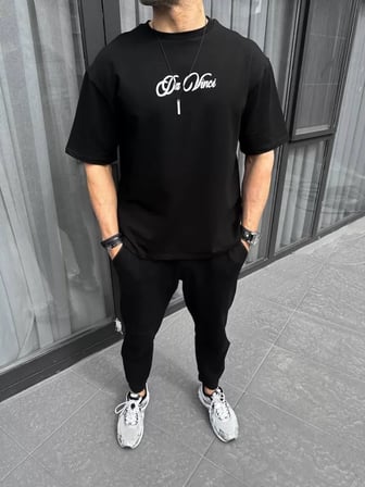 Modi Green Unisex Baskılı Oversize T-Shirt - Siyah