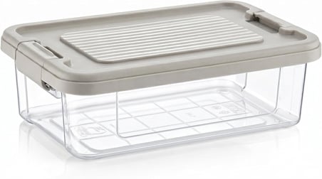 Kilitli Saklama Kabı Şeffaf Organizer PP Plastik Gıda Saklama Kabı Kapaklı Sızdırmaz Buzdolabı Düzenleyici İstiflenebilir Çok Amaçlı Saklama Kutusu (1,5 Lite)