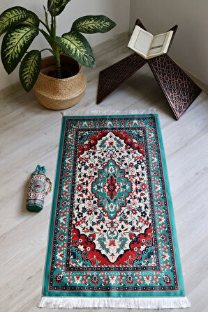 Pratik Ve Taşınabilir Ipek Dokulu Keseli Seccade Kilim Desenli S10119