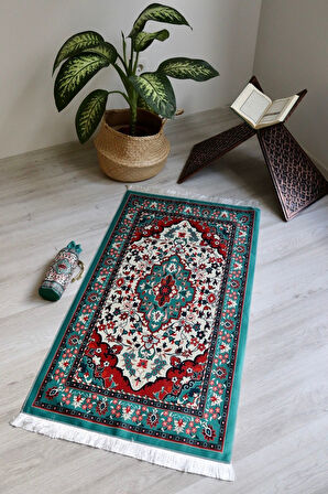 Pratik Ve Taşınabilir Ipek Dokulu Keseli Seccade Kilim Desenli S10119