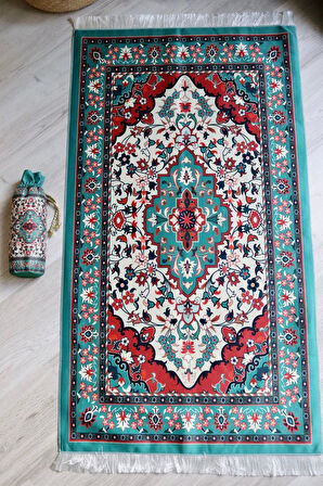 Pratik Ve Taşınabilir Ipek Dokulu Keseli Seccade Kilim Desenli S10119