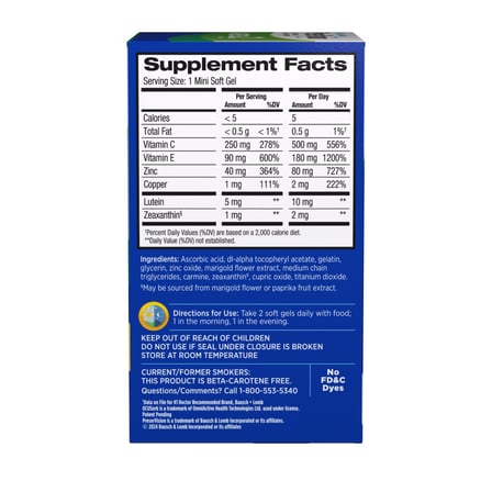 AREDS 2 Eye Vitamins, Lutein and Zeaxanthin with Vitamin C, Vitamin E Zinc, and Copper, 120 Softgels.usa