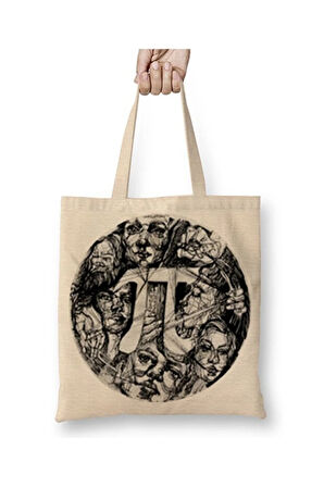 Pi Sayısı Matematik Bez Çanta Uzun Saplı Alışveriş Çantası Plaj Çantası