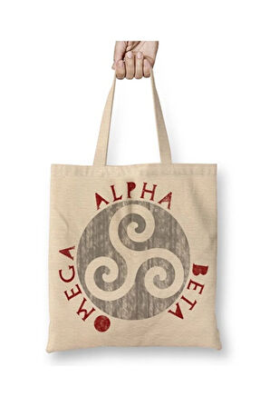 Teen Wolf Alpha Beta Omega Beyaz Bez Çanta Uzun Saplı Alışveriş Çantası Plaj Çantası