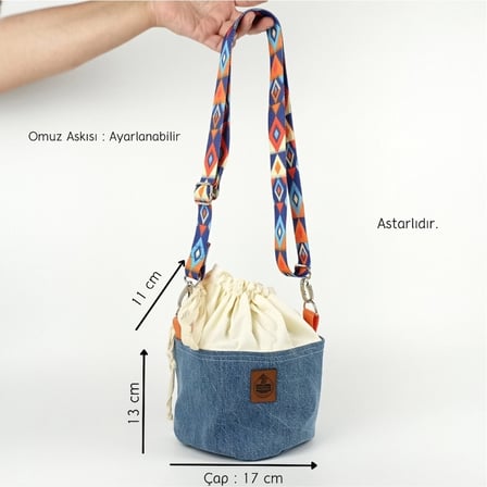 Woodycord El Yapımı Bucket Kot Çanta