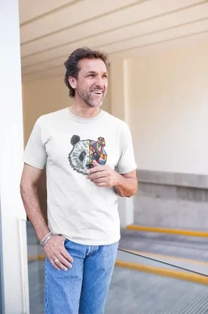Modi Green Erkek Bisiklet Yaka Baskılı Oversize T-Shirt - Beyaz