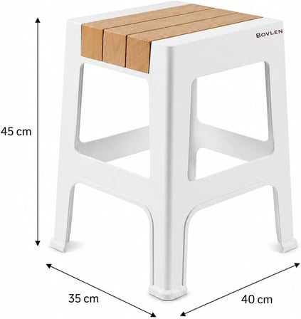 Kaymaz Tabanlı Ev Ofis Taburesi - 120 Kg Taşıma Kapasiteli Kaymaz Banyo Taburesi - Çocuk Taburesi - 35x45x40 cm (Büyük Turuncu)