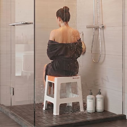 Kaymaz Tabanlı Ev Ofis Taburesi - 120 Kg Taşıma Kapasiteli Kaymaz Banyo Taburesi - Çocuk Taburesi - 35x45x40 cm (Büyük Turuncu)