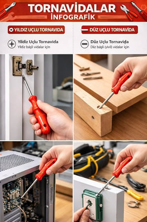 2’li Tornavida Seti, Düz Ve Yıldız Uçlu, Ergonomik Kaymaz Sap, Manyetik Çelik Uç, Ev Ve Atölye Kullanımı İçin El Aleti Seti,Tornavida Seti 2’li, Düz Uç Ve Yıldız Uç, Dayanıklı Çelik Gövde