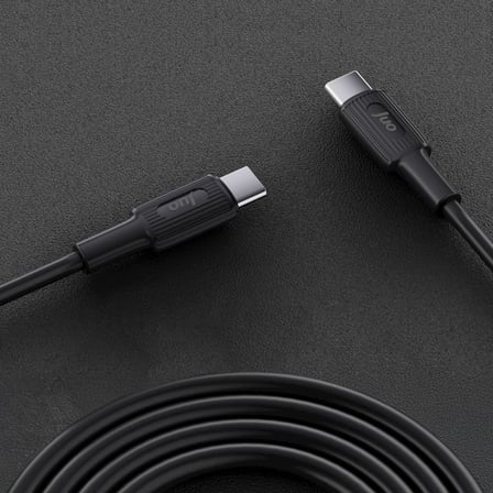60W USB Type-C to Type-C Silikon Hızlı Şarj ve Data Kablosu Siyah 1 Metre