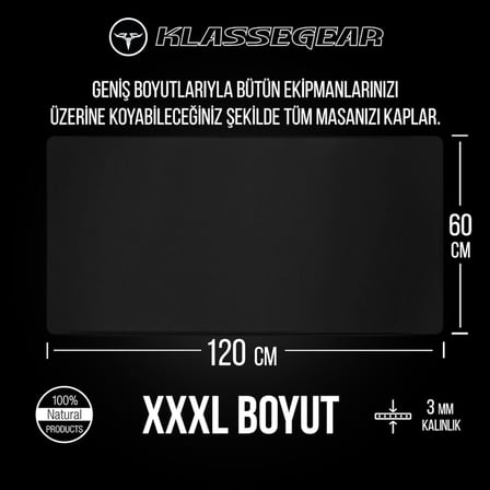 Klasse Pro Black Edition - Dikişli Kenar 70x30, 90x40, 100x50 ve 120x60 cm Oyuncu Gaming Mouse Pad (Siyah, 120x60 cm)