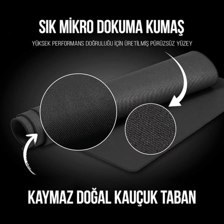 Klasse Pro Black Edition - Dikişli Kenar 70x30, 90x40, 100x50 ve 120x60 cm Oyuncu Gaming Mouse Pad (Siyah, 120x60 cm)