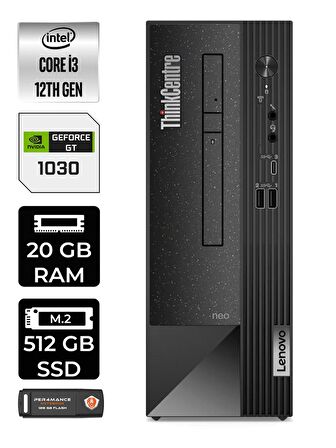 Lenovo NEO 50S i3 12100 20GB RAM 512GB SSD GT1030/4GB W11PRO 11SX002VTX MASAÜSTÜ PC & PER4 BELLEK