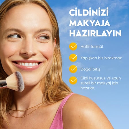 SUN SPF50 Nemlendirici Primer Serum 30ml, Makyaj Bazı, Hyaluron, Antioksidan, Yüksek Güneş Koruyucu