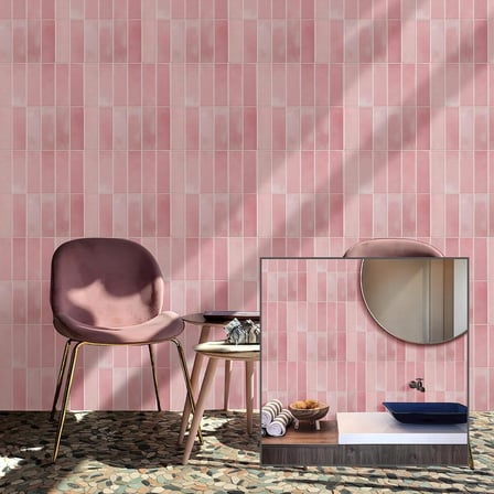 3D Kendinden Yapışkanlı Duvar Karosu 30,5 cm x 30,5 cm (4 Adet) 0,371 M² (Pembe)