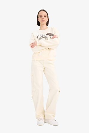 DeFacto Straight Fit Gabardin Pantolon Kargo Cepli Normal Bel Düz Paça D3762AX24AUER98