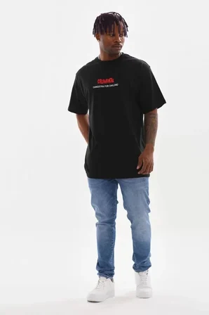 Modi Green Unisex Baskılı Oversize T-Shirt - Siyah