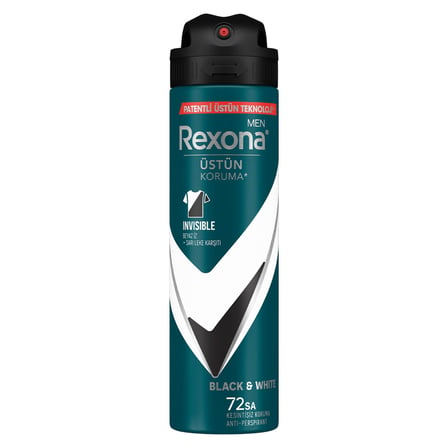 4 Adet Rexona Men Erkek Sprey Deodorant Invisible Black & White 72 Saat Kesintisiz Üstün Koruma 150 ml