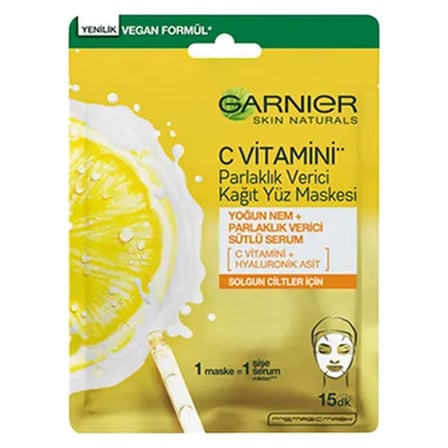 5 Adet Garnier C Vitamini Parlaklık Verici Kağıt Yüz Maskesi