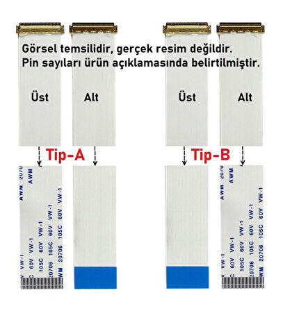 30 Pin eDP Lcd Ekran İçin 25cm 30B FFC FPC Flex kablo - B Tipi
