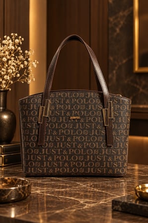 Kahverengi Orijinal Just Polo Yeni Sezon Buyuk Boy 5 Bolmeli El ve Omuz Cantasi 28*25 cm