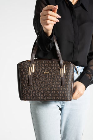 Kahverengi Orijinal Just Polo Yeni Sezon Buyuk Boy 5 Bolmeli El ve Omuz Cantasi 28*25 cm