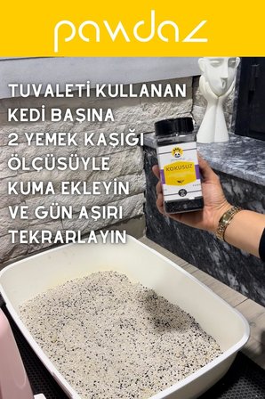 Kokusuz - Aktif Karbon Ve Siyah Çay Özlü Kedi Kumu Kokusu Giderici (500 ML. / 360 GRAM ± 25 G)