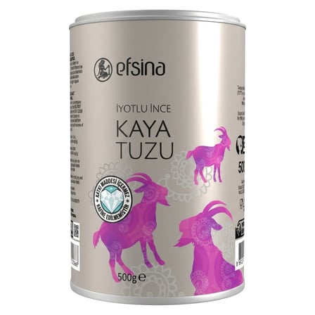 4 Adet Efsina İyotlu İnce Kaya Tuzu Silindir Kutu 500 G