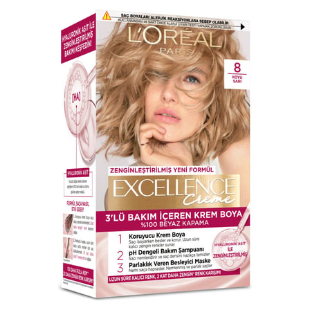 4 Adet Excellence Creme  8 Koyu Sarı Saç Boyası 192 Ml