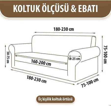 bibaha 3 Kişilik Balpeteğı Desen Likralı Koltuk Örtüsü Cekyat Için Lastikli antrasit 180 x 230