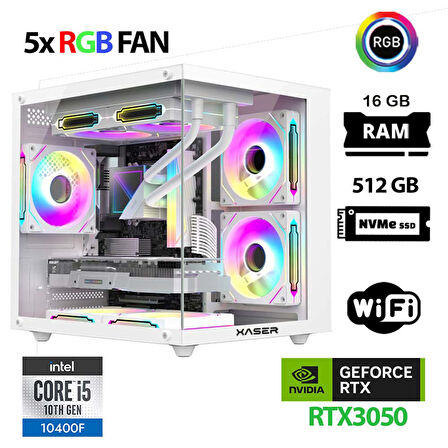 Xaser Cube X140 i5 10400F 16GB Ram 512GB M.2 NVMe SSD 6GB RTX3050 Beyaz Masaüstü Oyuncu Bilgisayarı
