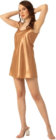 İnce Askılı Mini Saten Gecelik-336,K.Somon Xl/2Xl