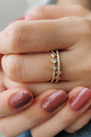 Serena Altın Çift Bantlı Yüzük