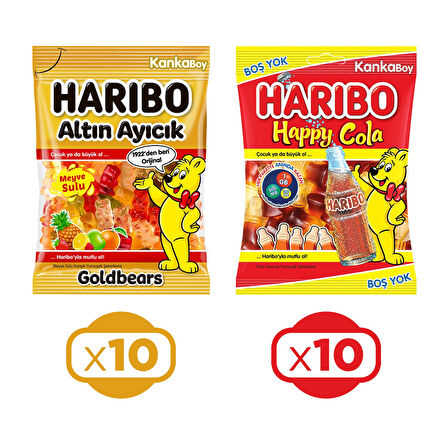 Haribo Altın Ayıcık ve Happy Cola 80 gr Kanka Boy 20 li Karma Paket