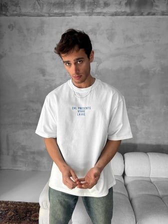 Modi Green Ön Ve Arka Baskılı Oversize Bisiklet Yaka T-shirt- Beyaz