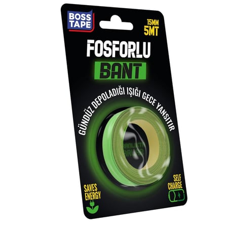 Fosforlu Bant, 15mm x 5mt Boyut, Yesil