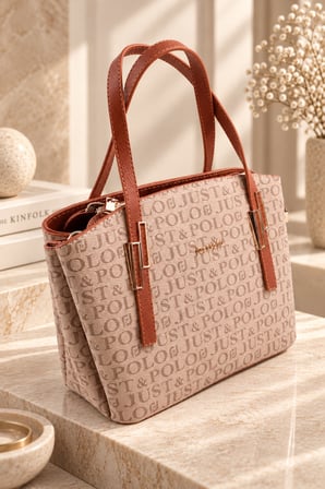 Kum Taba Orijinal Just Polo Yeni Sezon Buyuk Boy 5 Bolmeli El ve Omuz Cantasi 28*25 cm