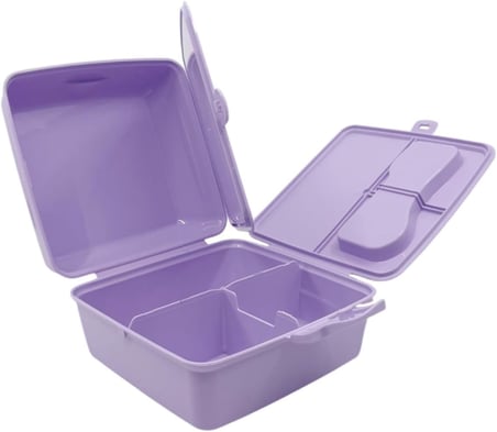 Kuromi Temalı Lisanslı 4 Bölmeli Plastik Çocuk Beslenme Kutusu - Yemek Saklama Kabı Kaşık ve Çatallı (Lila-2)