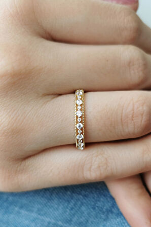 Motif Kenarlı Lucetta Altın Yüzük