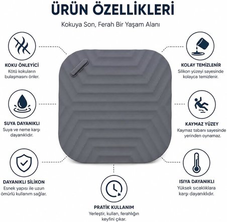 Silikon Koku Önleyici Mat Gider Kapağı Kapatıcı Kare Vakumlu – Lavabo Duş Gideri Koku Engelleyici Kaymaz Silikon Gider Örtüsü, Banyo Mutfak Koku Önleyici Gider Tıkacı (ASORTİ RENK)